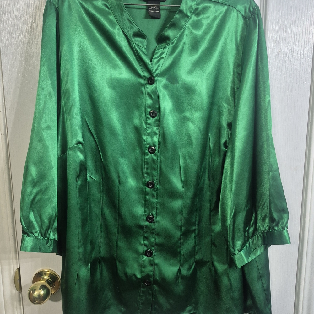 Lane Bryant Shimmering Emerald Long Sleeve Dress